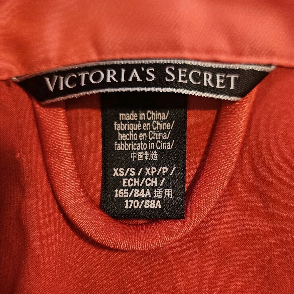 Victorias Secret Satin Kimono Robe‎ XS Pink With Orange Short Mini - Picture 4 of 5